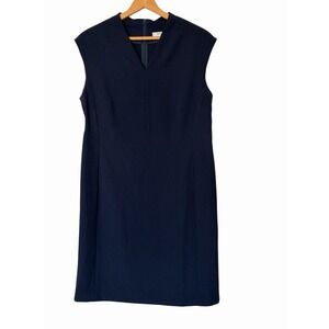 MM. LaFleur Navy Blue V-Neck Sleeveless Aditi Sheath Dress Sz 2 Classic Career